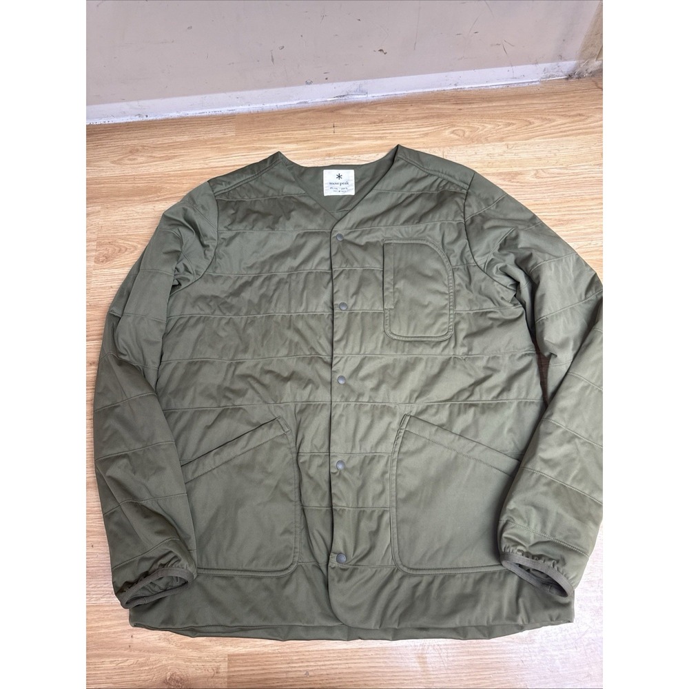 Snow Peak Flexible Insulated VNeck Cardigan 2XL Olive Green Sweater Jacket